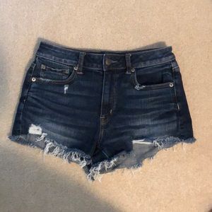 American Eagle dark wash high rise jean shorts